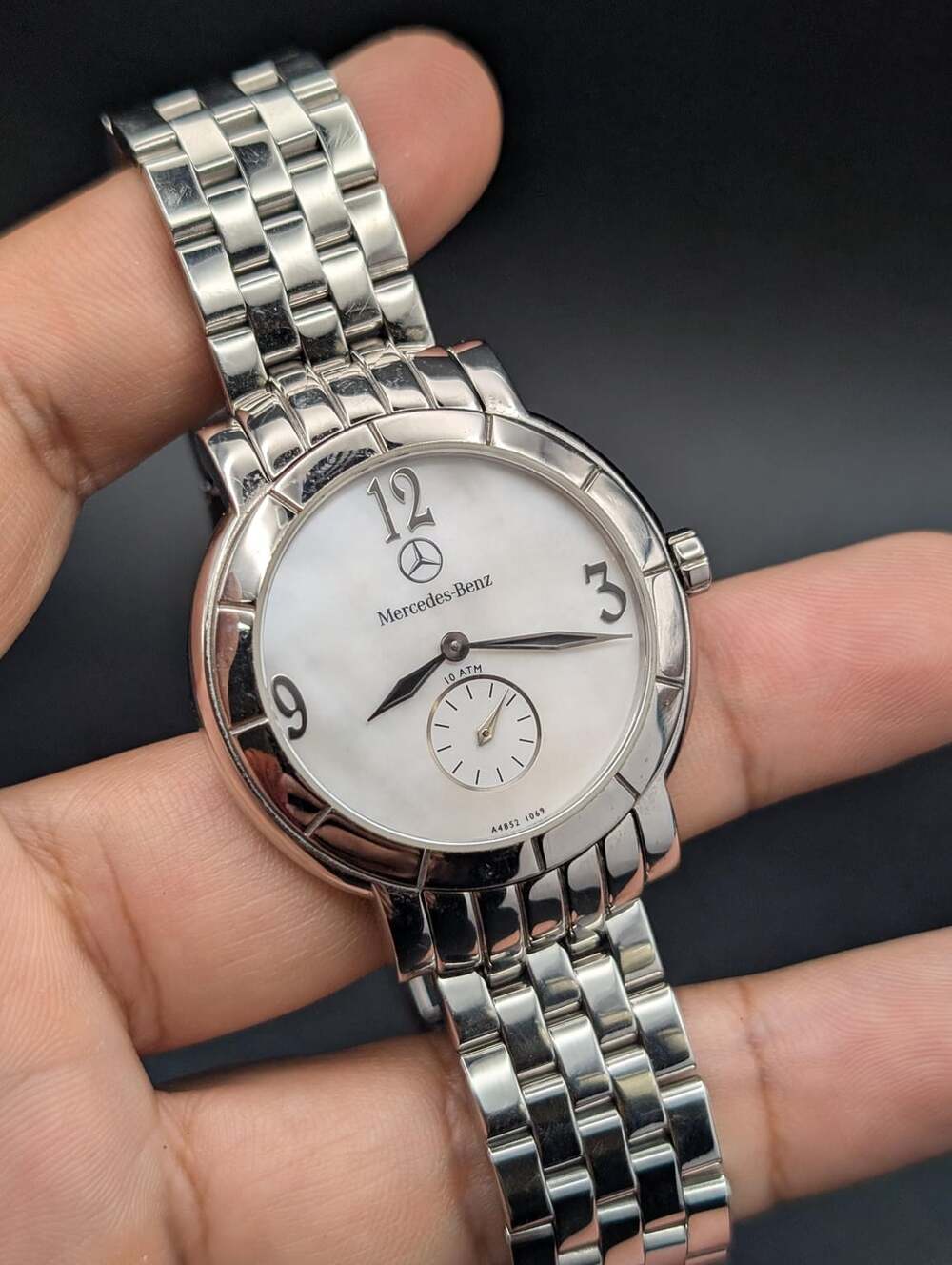 Vintage Mercedes-Benz Mother of Pearl Dial Watch, Stainless Steel Sub-Seconds